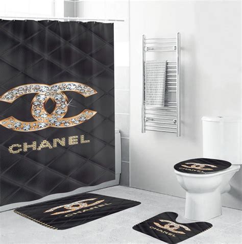 chanel bathroom shower curtain set|coco chanel shower curtain.